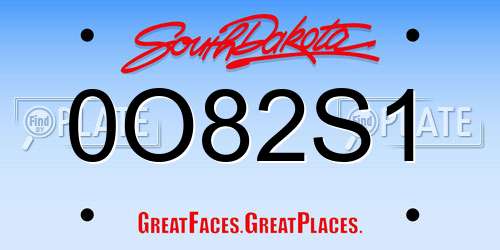 0O82S1 South Dakota License Plate