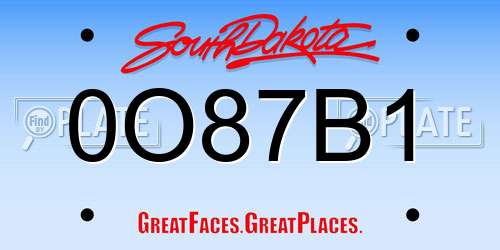 0O87B1 South Dakota License Plate