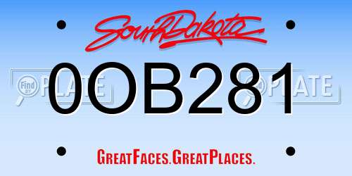 0OB281 South Dakota License Plate