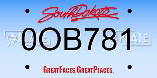 0OB781 South Dakota License Plate