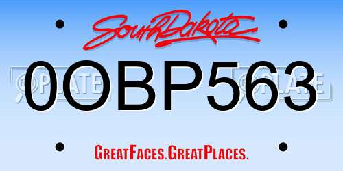 0OBP563 South Dakota License Plate
