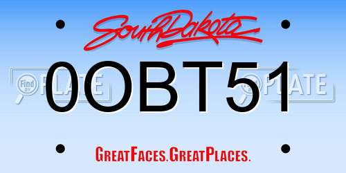 0OBT51 South Dakota License Plate