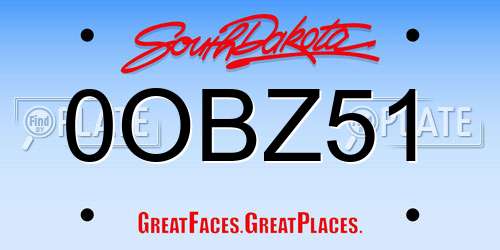 0OBZ51 South Dakota License Plate