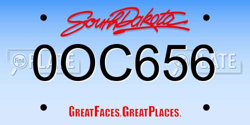 0OC656 South Dakota License Plate