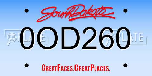 0OD260 South Dakota License Plate