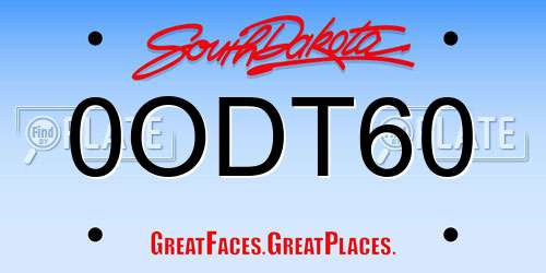 0ODT60 South Dakota License Plate