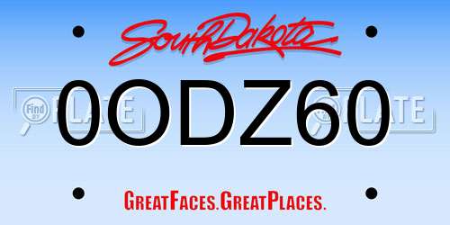 0ODZ60 South Dakota License Plate