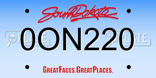 0ON220 South Dakota License Plate