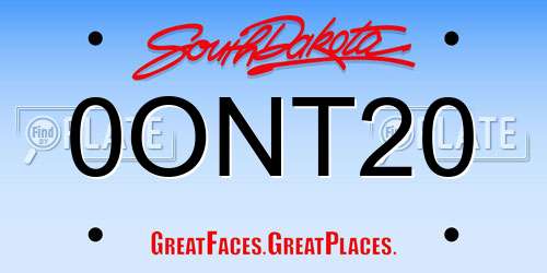 0ONT20 South Dakota License Plate