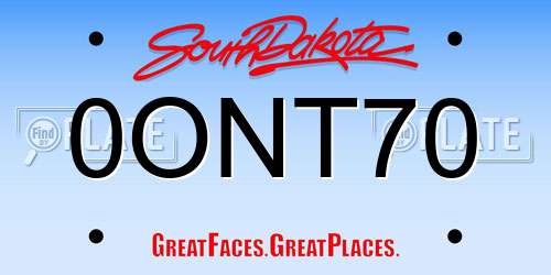 0ONT70 South Dakota License Plate