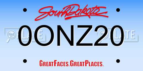 0ONZ20 South Dakota License Plate