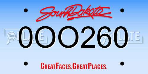 0OO260 South Dakota License Plate