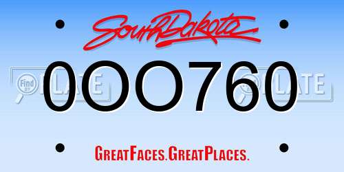 0OO760 South Dakota License Plate