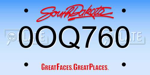 0OQ760 South Dakota License Plate