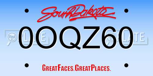 0OQZ60 South Dakota License Plate