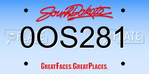 0OS281 South Dakota License Plate