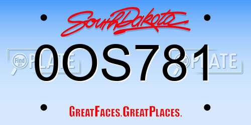 0OS781 South Dakota License Plate