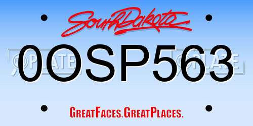 0OSP563 South Dakota License Plate