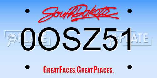 0OSZ51 South Dakota License Plate