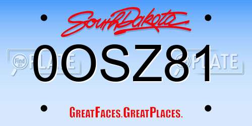 0OSZ81 South Dakota License Plate