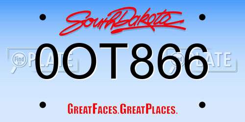 0OT866 South Dakota License Plate