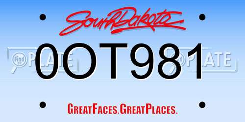 0OT981 South Dakota License Plate