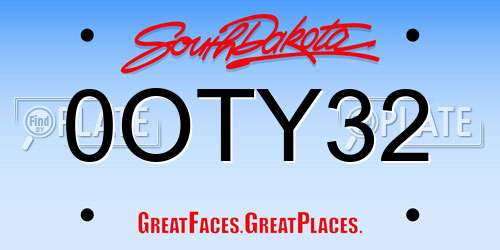 0OTY32 South Dakota License Plate