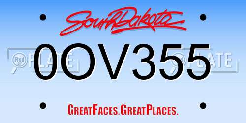 0OV355 South Dakota License Plate