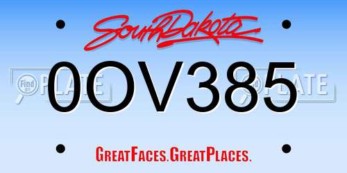0OV385 South Dakota License Plate