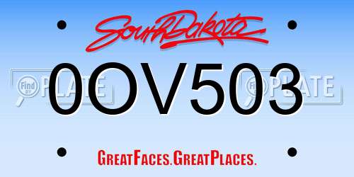 0OV503 South Dakota License Plate