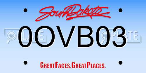 0OVB03 South Dakota License Plate