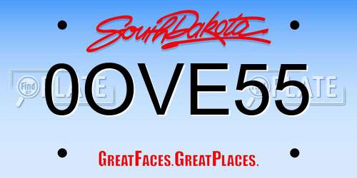 0OVE55 South Dakota License Plate