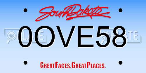 0OVE58 South Dakota License Plate