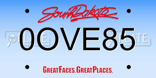0OVE85 South Dakota License Plate