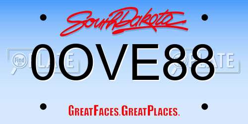 0OVE88 South Dakota License Plate