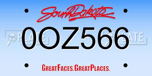 0OZ566 South Dakota License Plate