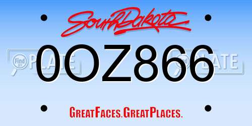 0OZ866 South Dakota License Plate