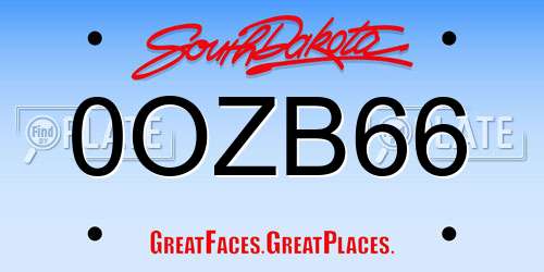 0OZB66 South Dakota License Plate