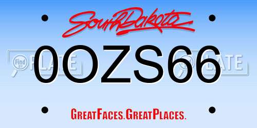 0OZS66 South Dakota License Plate