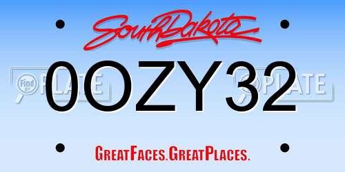 0OZY32 South Dakota License Plate