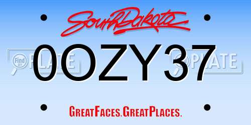 0OZY37 South Dakota License Plate