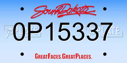 0P15337 South Dakota License Plate