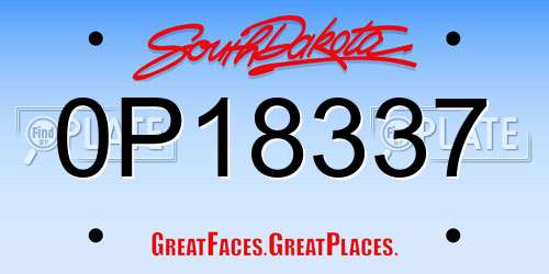 0P18337 South Dakota License Plate