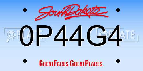 0P44G4 South Dakota License Plate