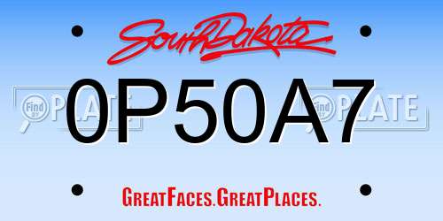 0P50A7 South Dakota License Plate