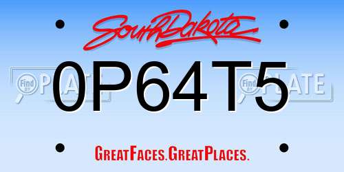 0P64T5 South Dakota License Plate
