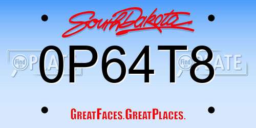 0P64T8 South Dakota License Plate