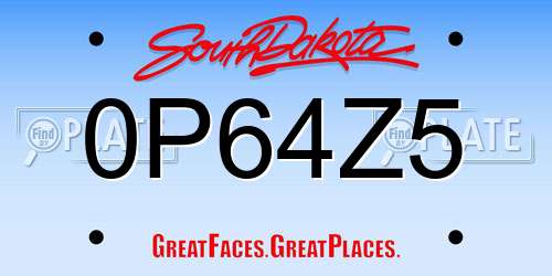 0P64Z5 South Dakota License Plate