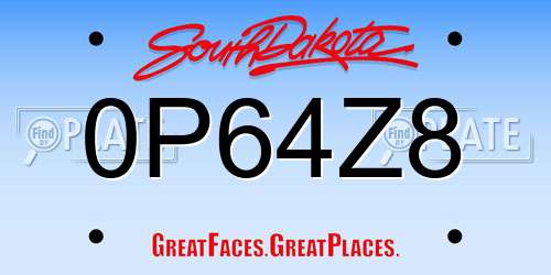 0P64Z8 South Dakota License Plate