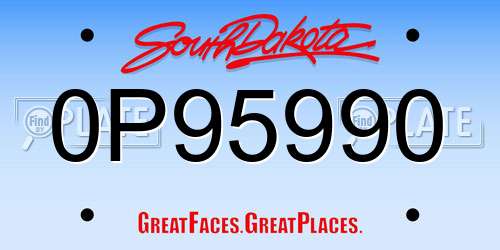 0P95990 South Dakota License Plate